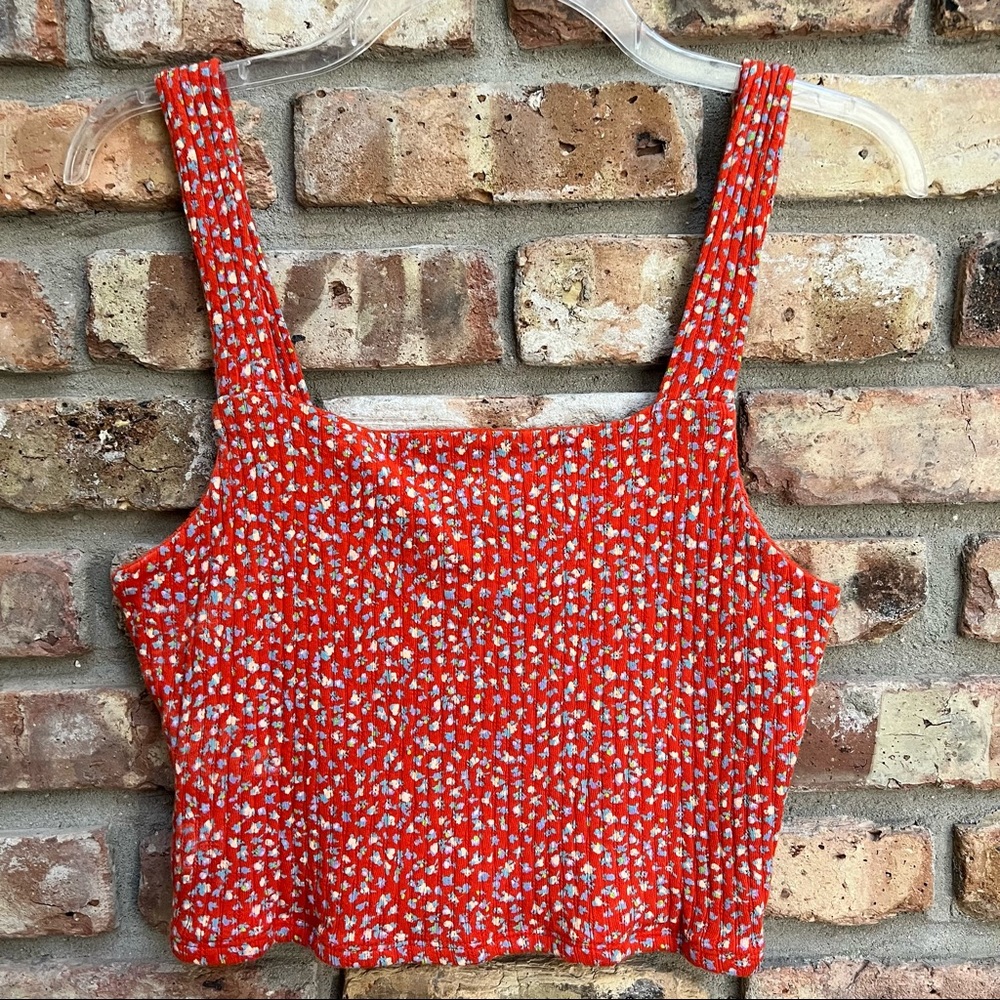 American eagle floral sleeveless crop tank top